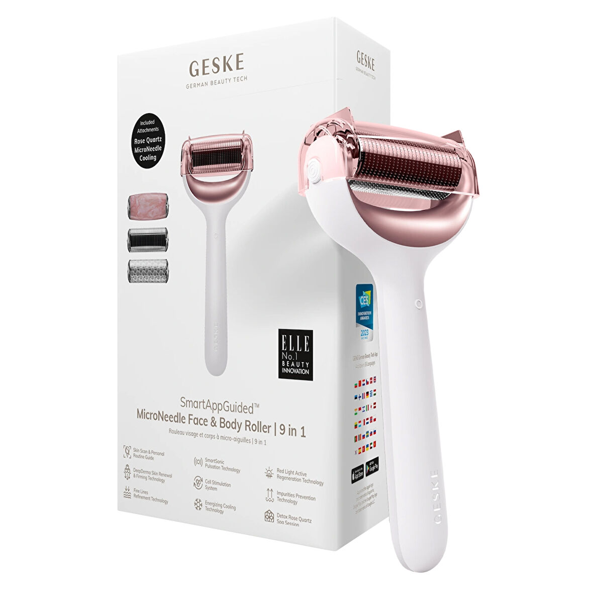  Mikro İğneli, Buz Başlığı, Pembe Kuvars Başlıklı Dermaroller | MicroNeedle Face & Body Roller