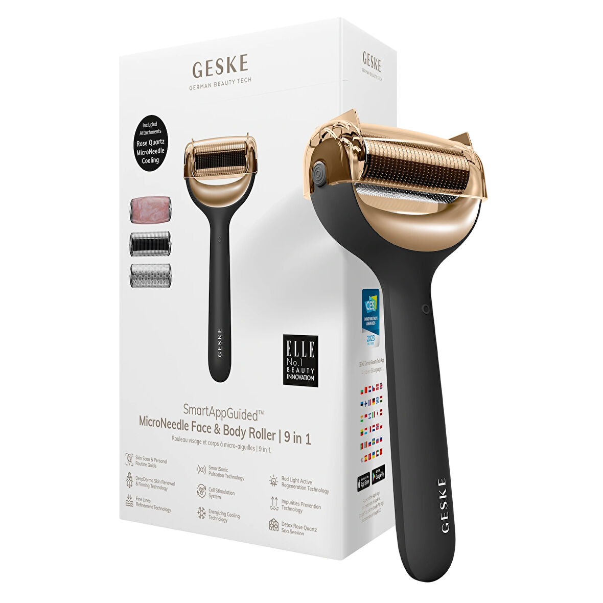  Mikro İğneli, Buz Başlığı, Pembe Kuvars Başlıklı Dermaroller | MicroNeedle Face & Body Roller