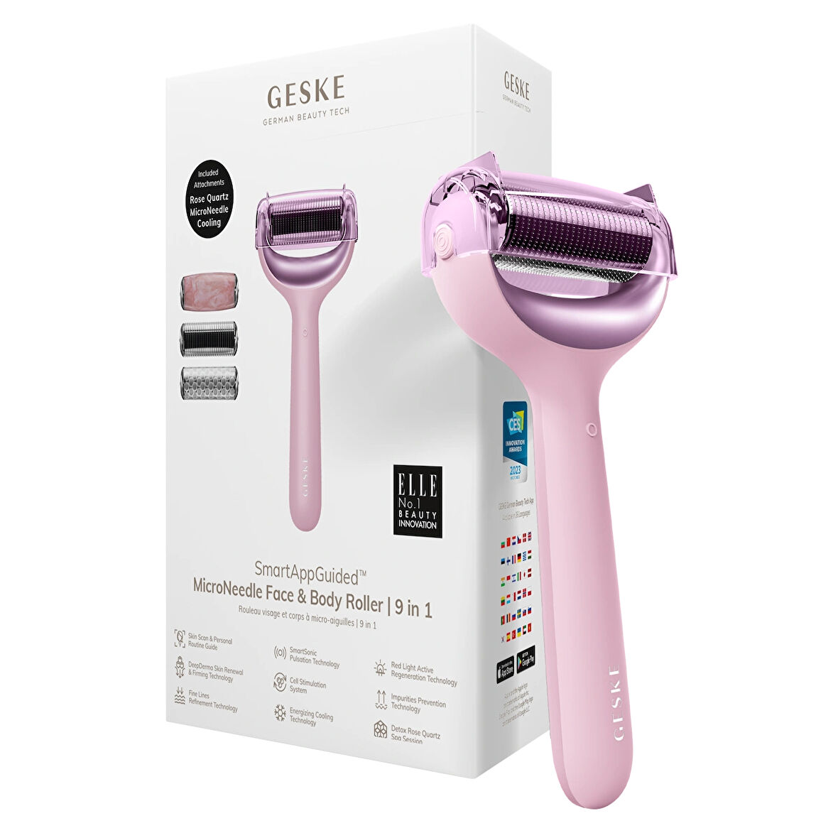  Mikro İğneli, Buz Başlığı, Pembe Kuvars Başlıklı Dermaroller | MicroNeedle Face & Body Roller