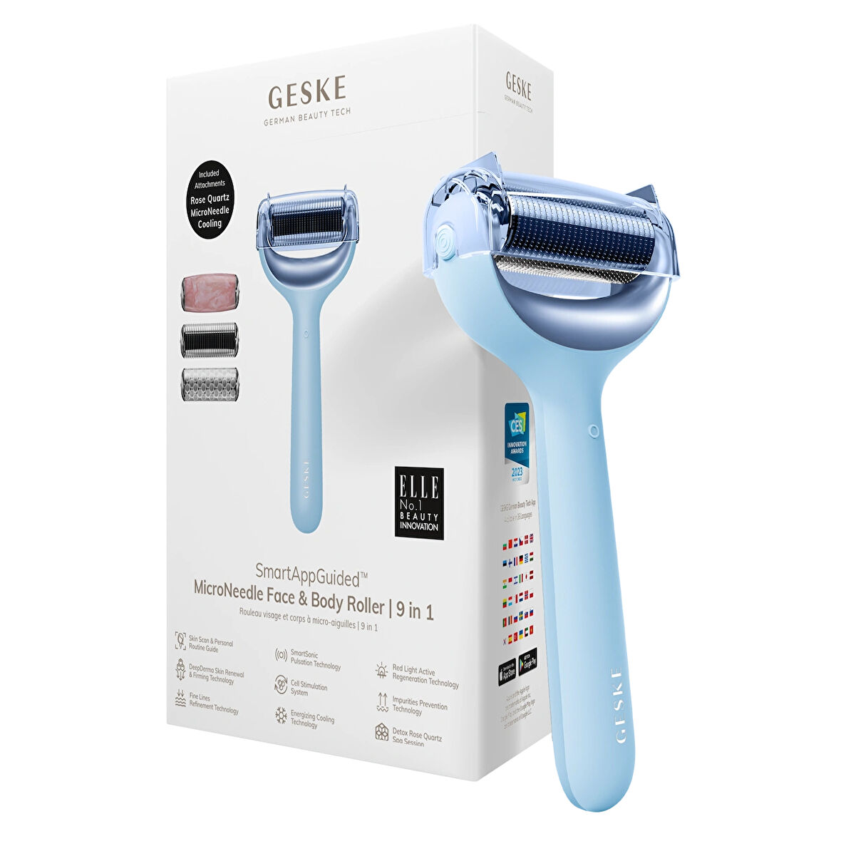  Mikro İğneli, Buz Başlığı, Pembe Kuvars Başlıklı Dermaroller | MicroNeedle Face & Body Roller