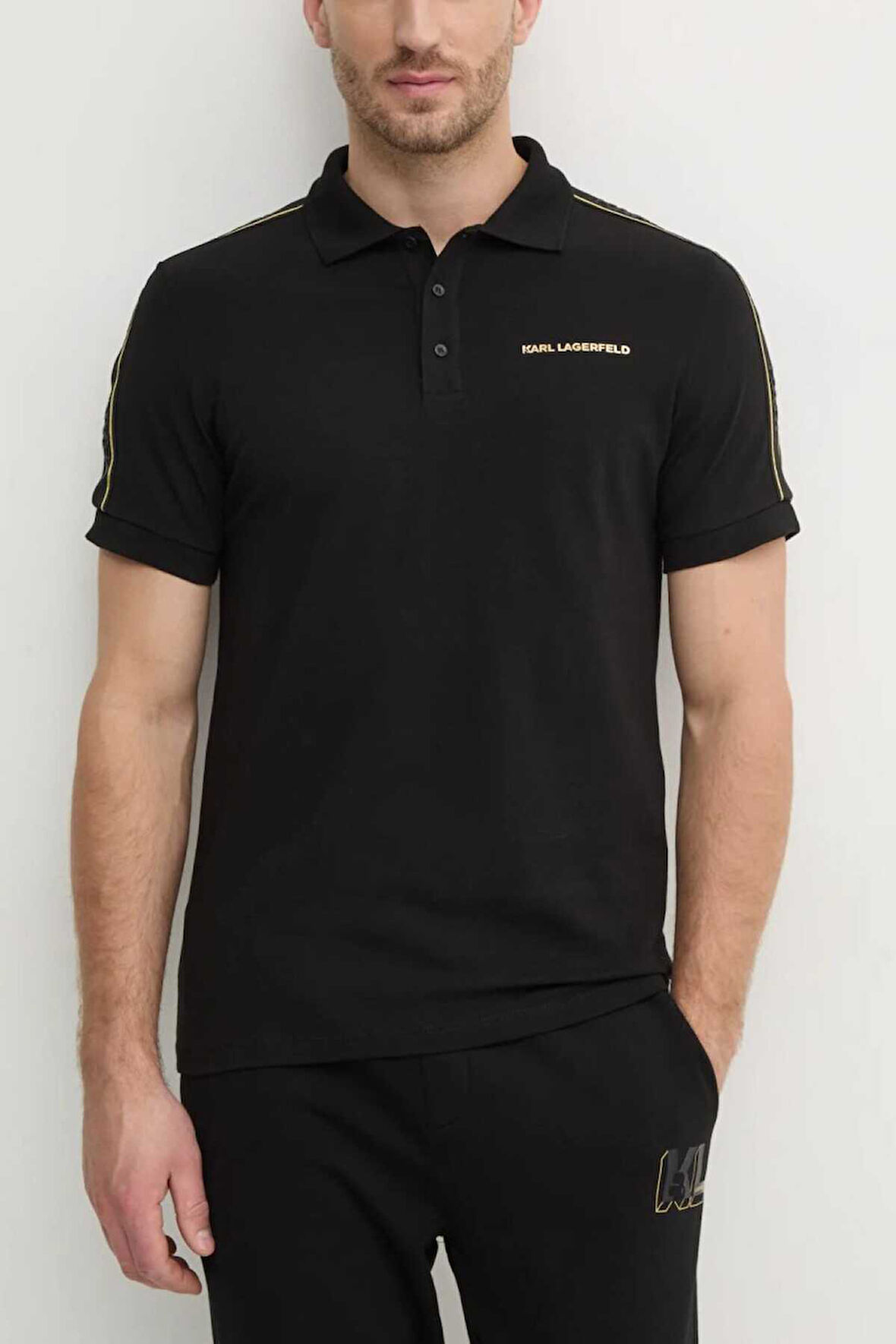 Karl Lagerfeld Erkek Polo Yaka T-Shirt Siyah 745461551235 POLO