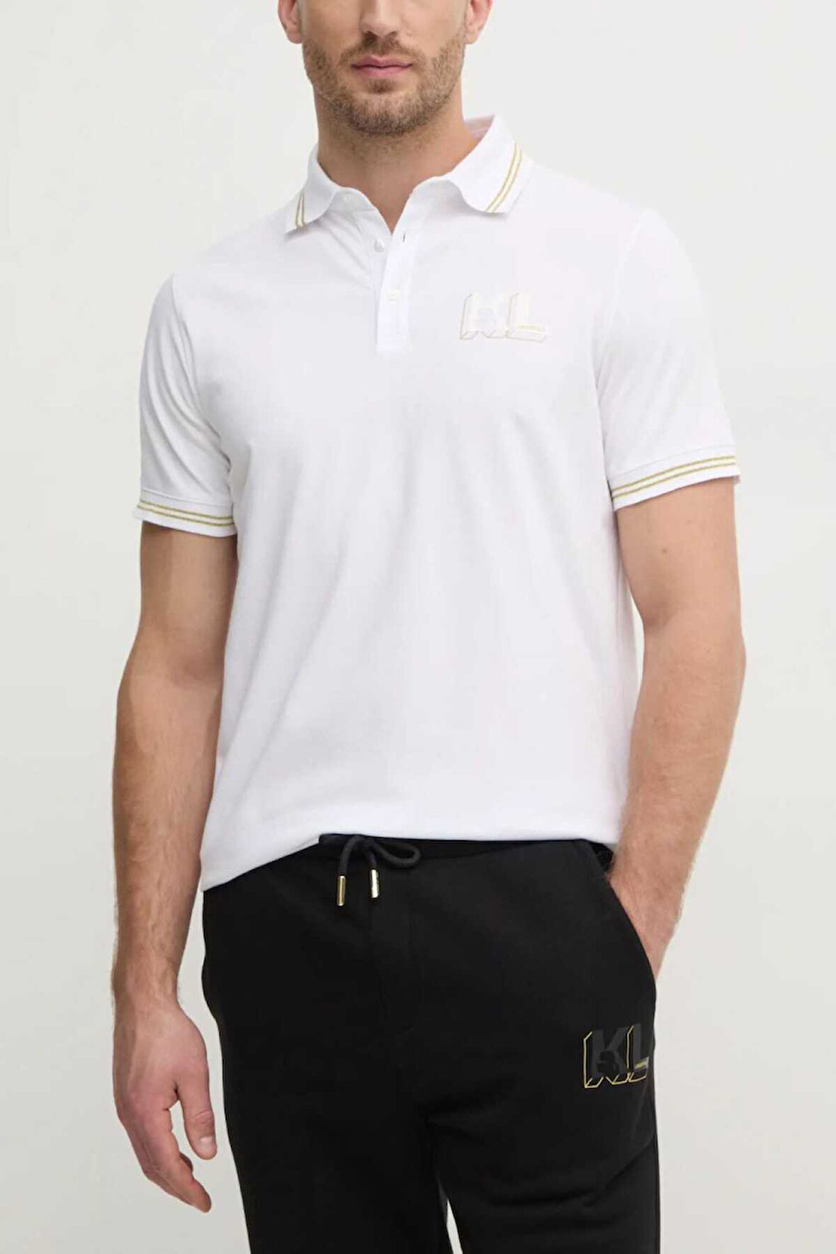 Karl Lagerfeld Erkek Polo Yaka T-Shirt Beyaz 745462551235 POLO