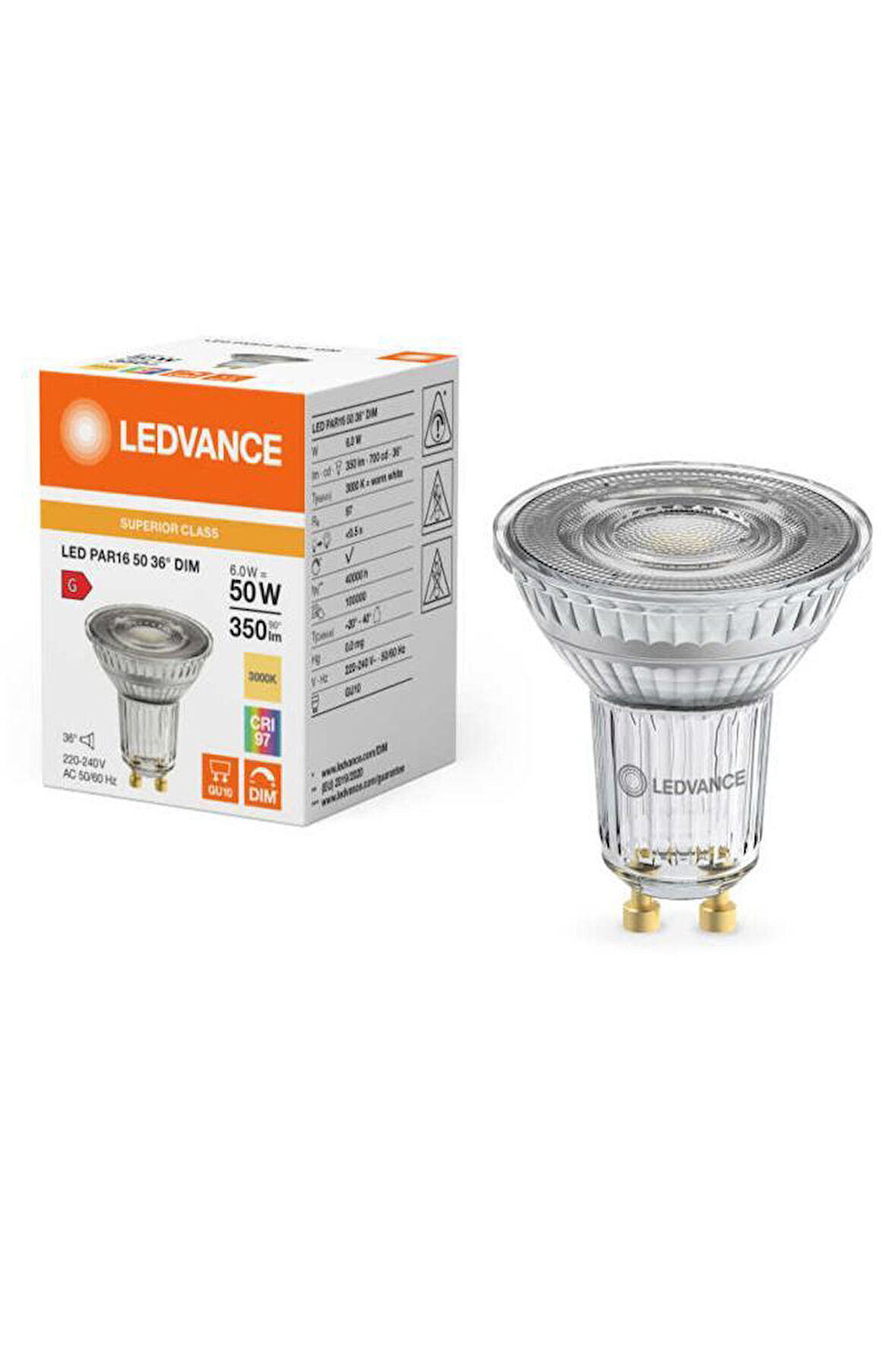 Osram Ledvance 6W (50W) Par16 Dim Led Ampul Sarı Işık 3000K -GU10 Duy
