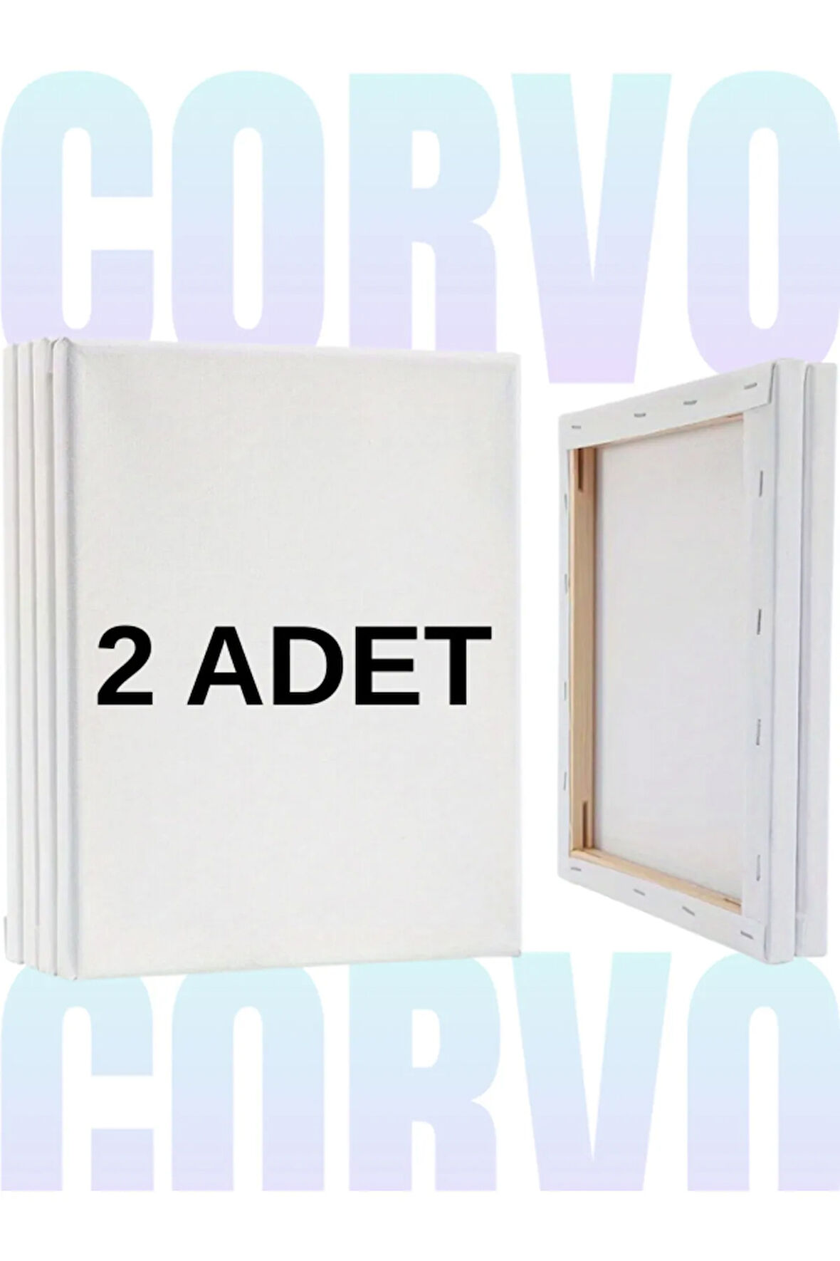 40X50 cm Arkadan Zımbalı Yüksek Kaliteli Astarlı Hazır Tuval Boş Tuval Tablo 2 ADET