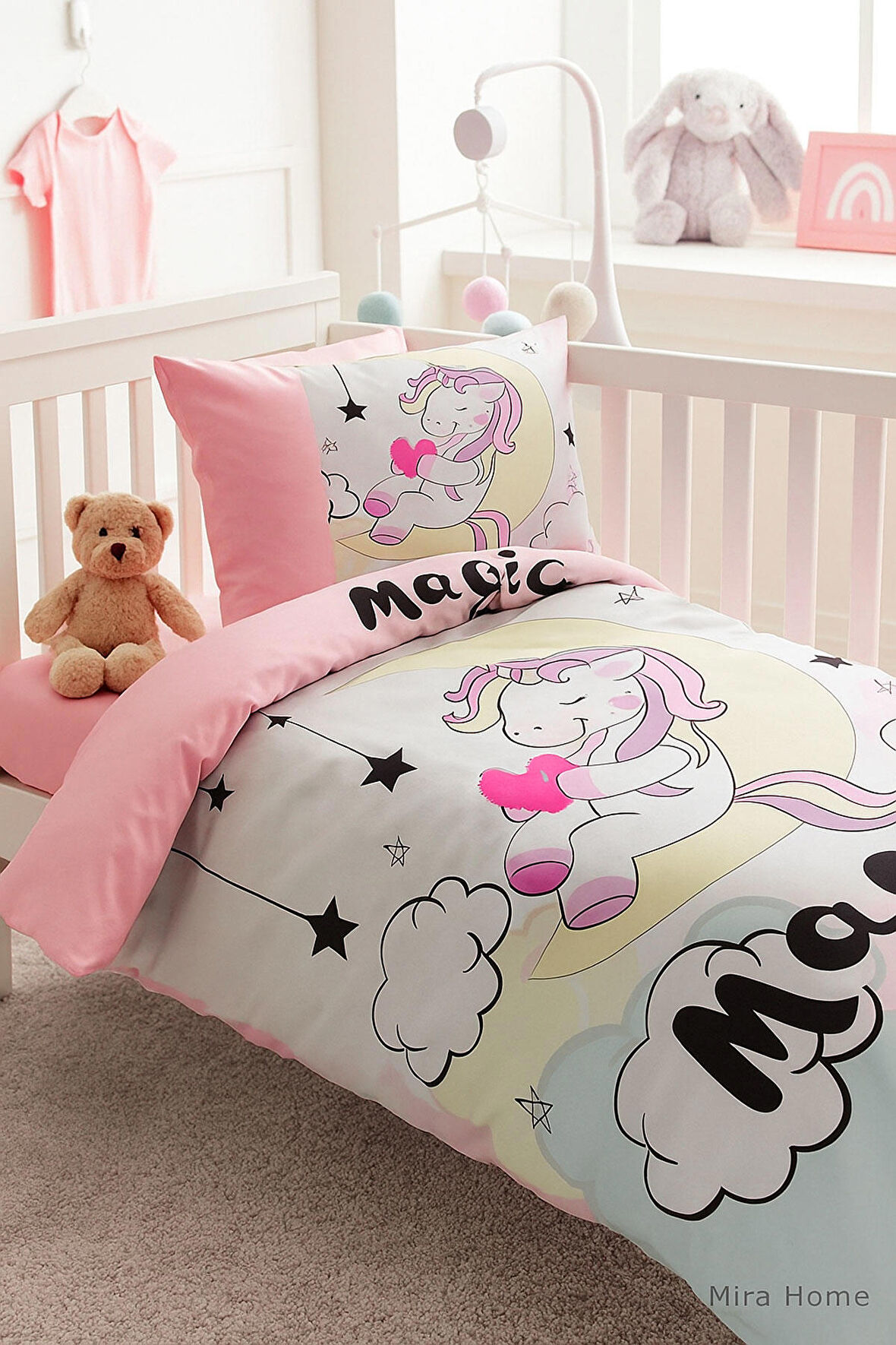 Dijital Baskılı 3d Pamuklu Yenidoğan Bebek Nevresim Takımı Happy Baby Shower