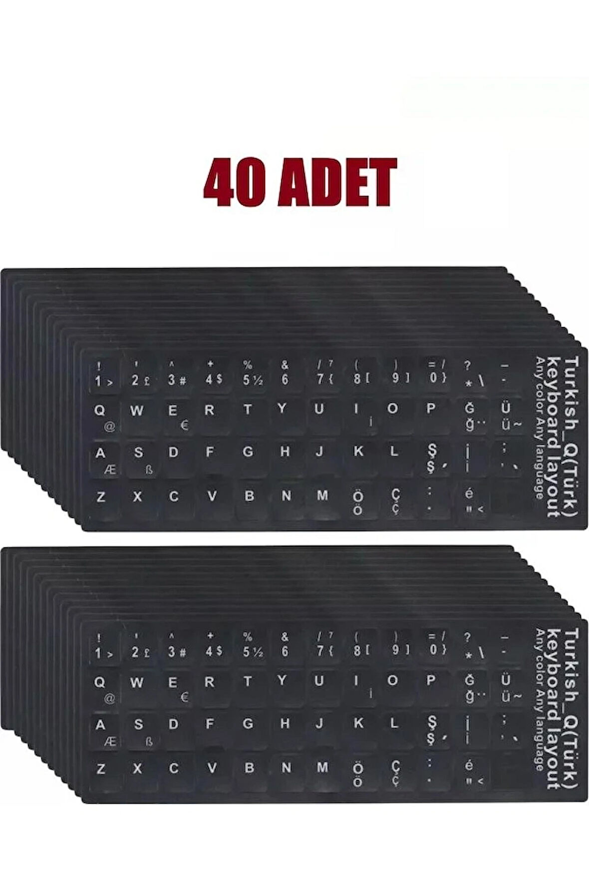 40 Adet Türkçe Q Klavye Sticker Notebook Pc Uyumlu Klavye Etiketi Silinmez Yapışkanlı Türkçe Harfler