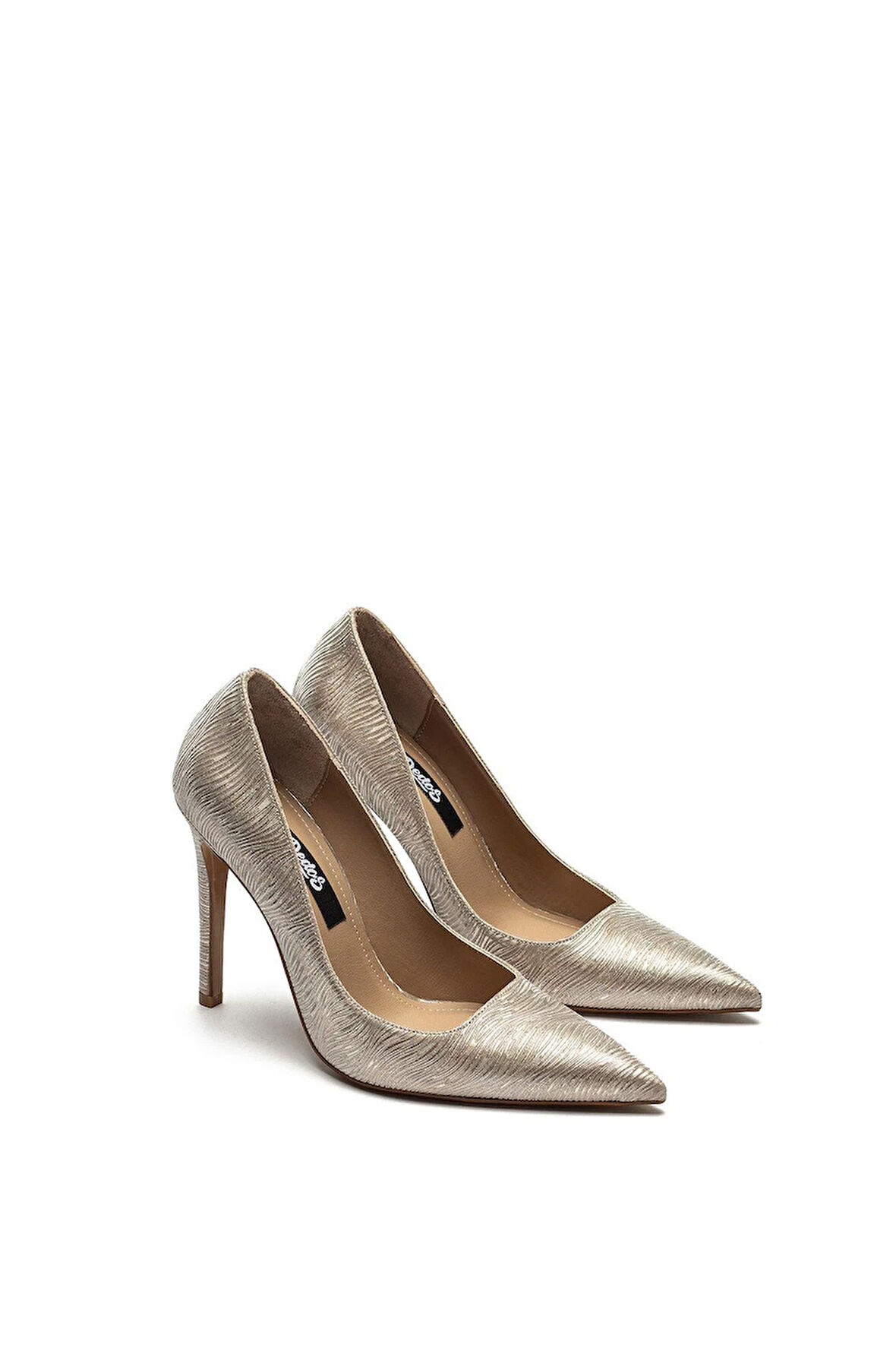 Kadın Sivri Burun Parlak Simli İnce Yüksek Topuklu Stiletto Ayakkabı 4100