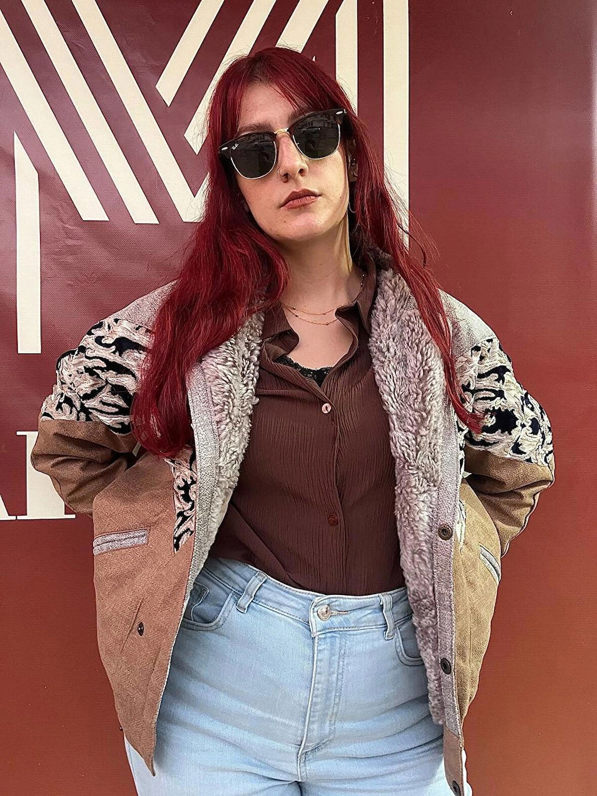 Vintage Oversize Etnik Retro Desenli Kürklü Ceket Gadt4