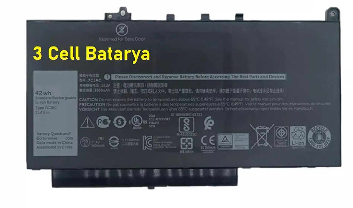 Dell Latitude 7270 Notebook Batarya Laptop Pil 3Cell