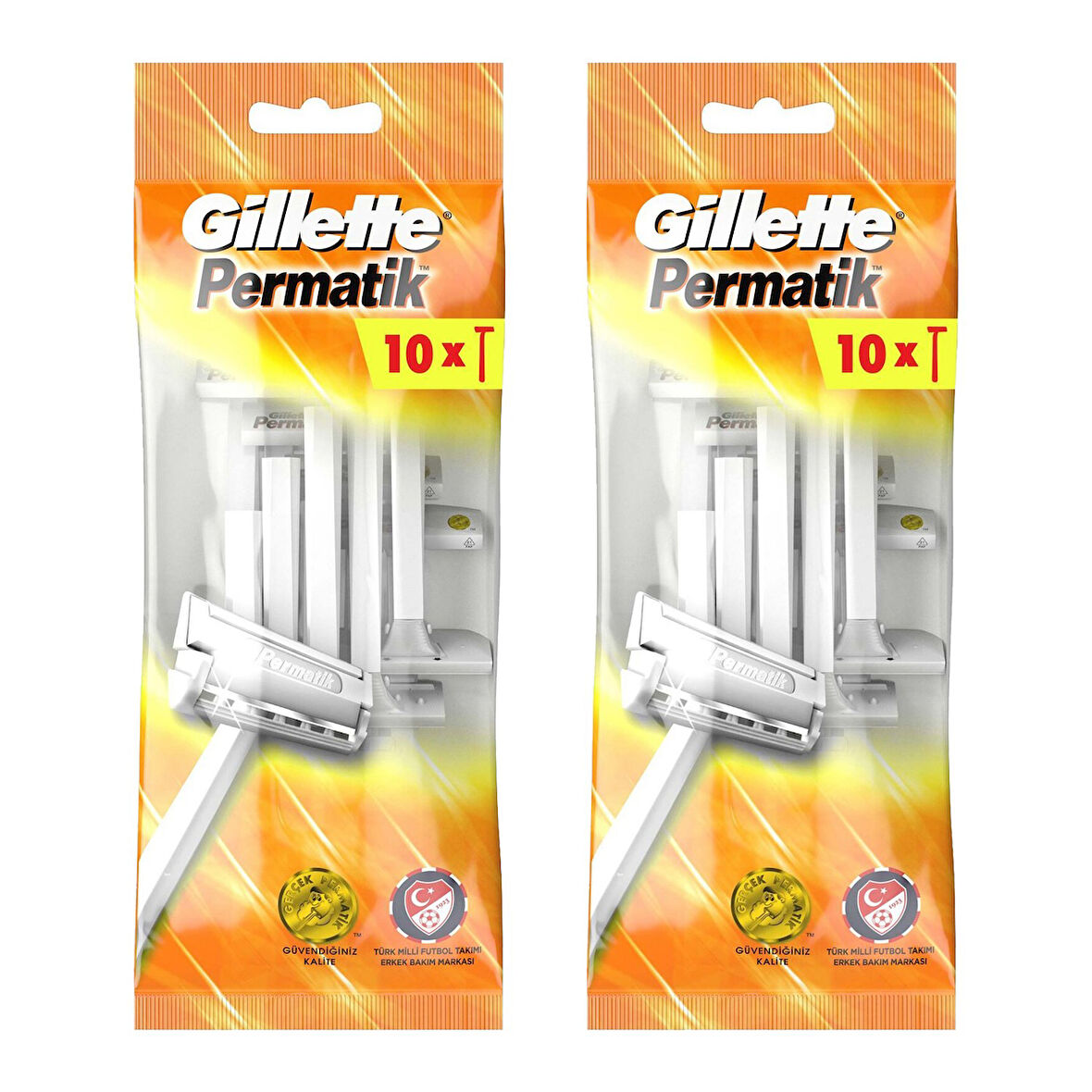 Gillette Permatik Tek Bıçaklı 10 lu Poşet x 2 Adet