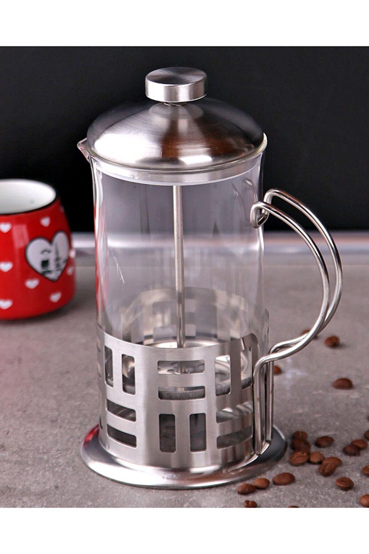 MİRAÇ Cam Metal Saplı French Press 600 Ml