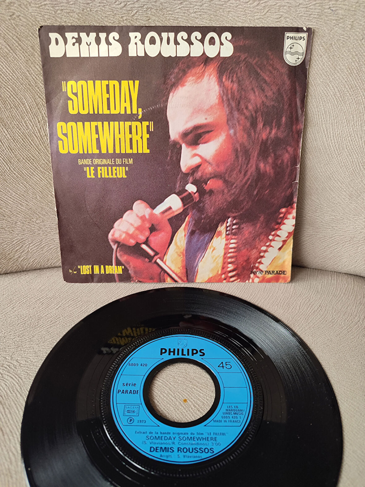 DEMIS ROUSSOS -  Someday Somewhere / Lost in a Dream  - 1973 Hollanda Basım 45lik Plak 2.EL