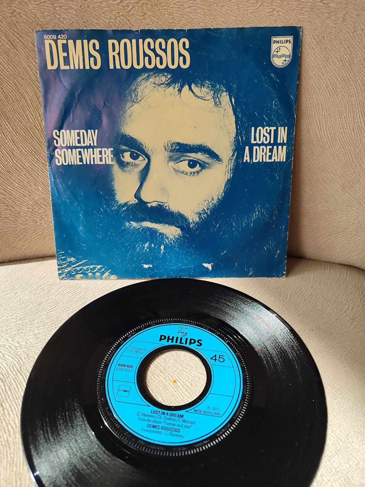 DEMIS ROUSSOS -  Someday Somewhere / Lost in a Dream  - 1973 Hollanda Basım 45lik Plak 2.EL