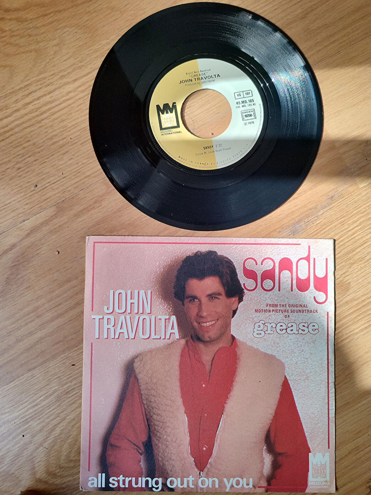 John Travolta - Sandy / Grease Soundtrack - 1978 Fransa  Basım 45 LİK PLAK 2.el