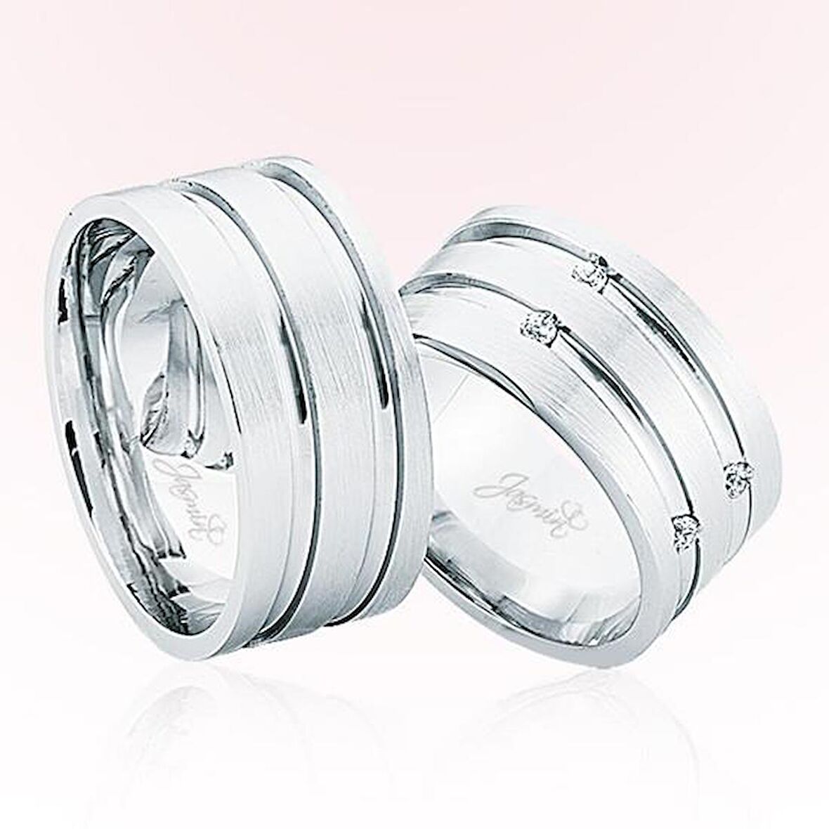 Beyaz Taşlı Altın Alyans 4105