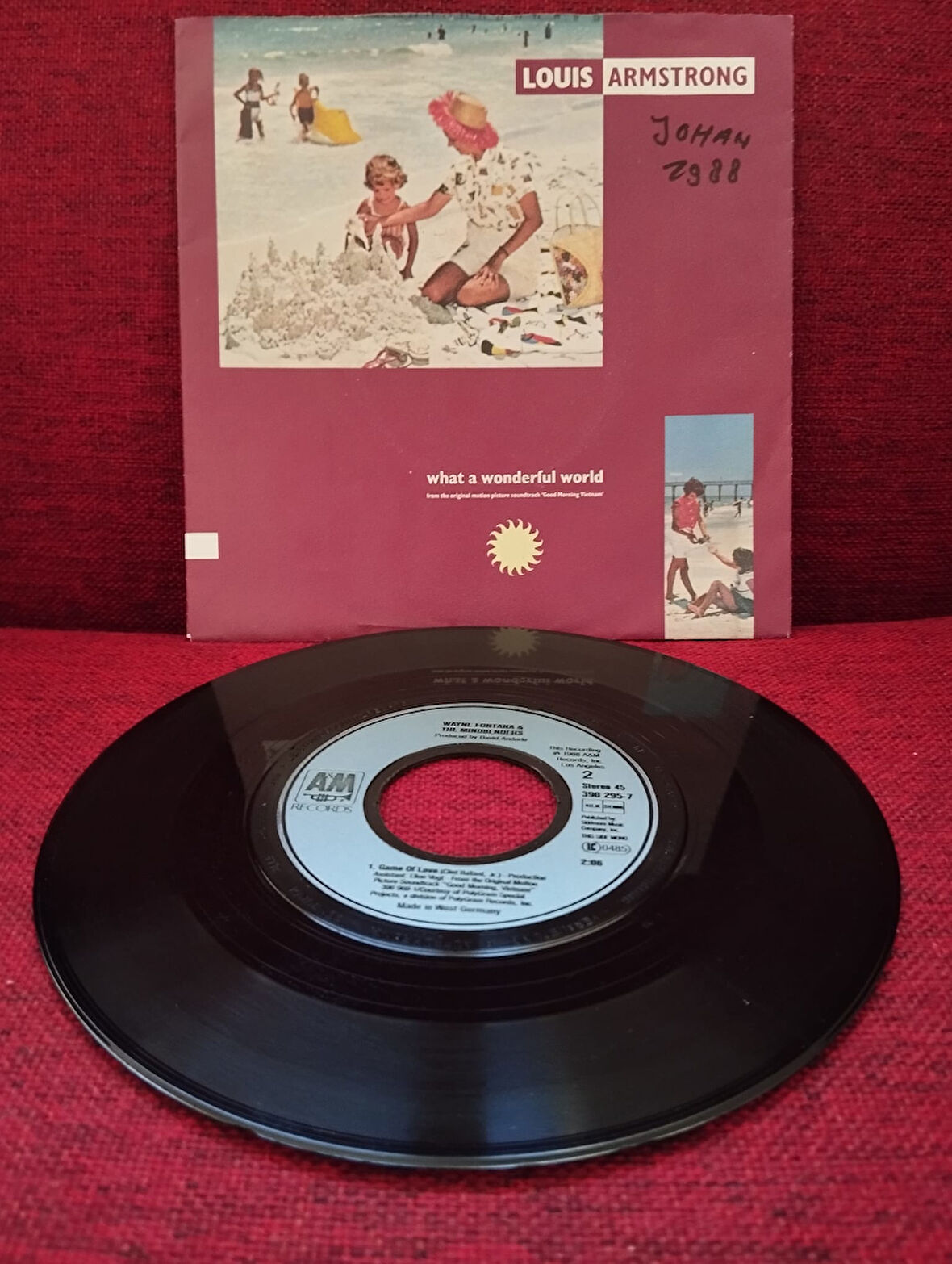 LOUIS ARMSTRONG - What A Wonderful World  - 1988 Almanya Basım 45 LİK PLAK-2.EL