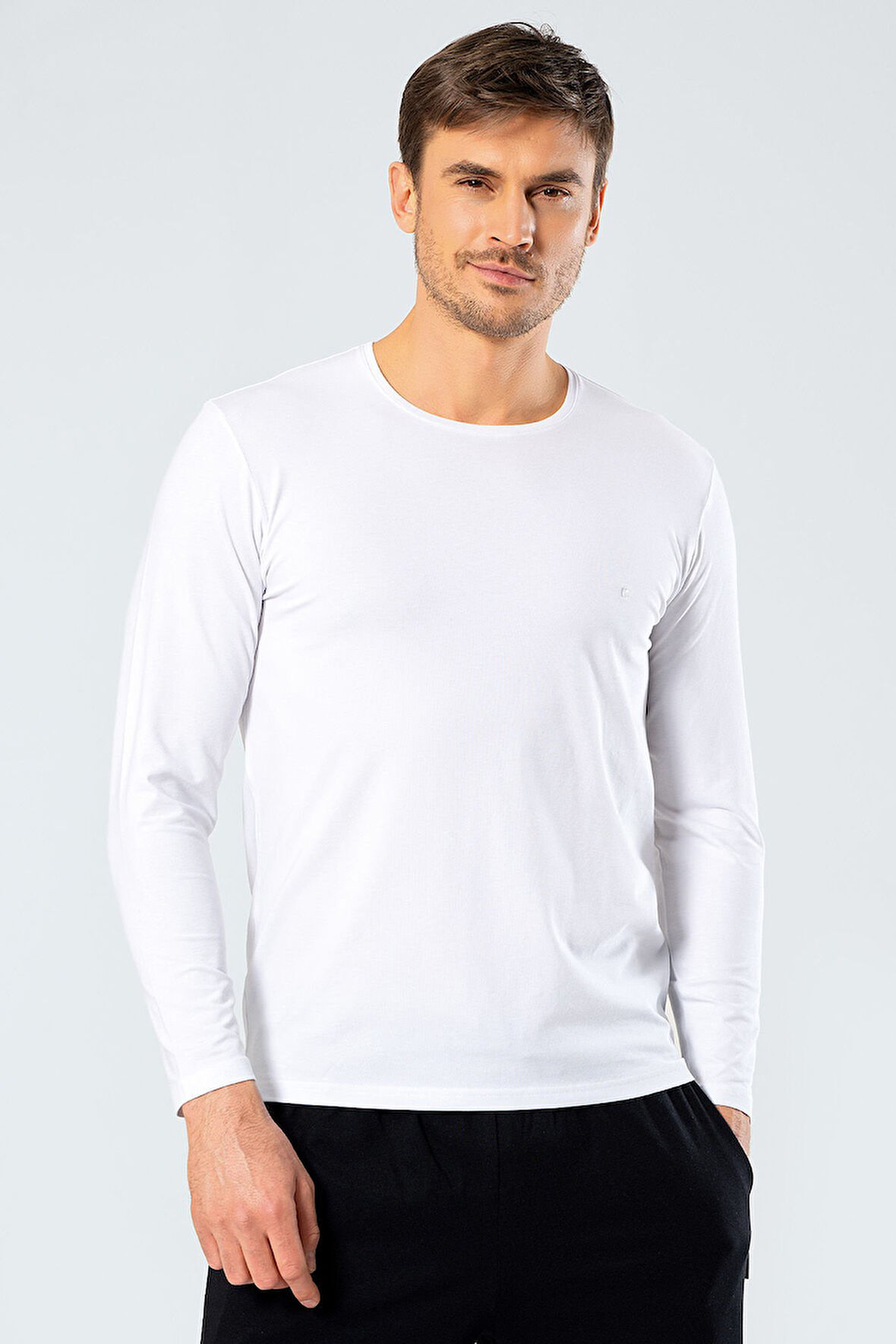 Cacharel Erkek Uzun Kollu T-Shirt 1333/BEYAZ