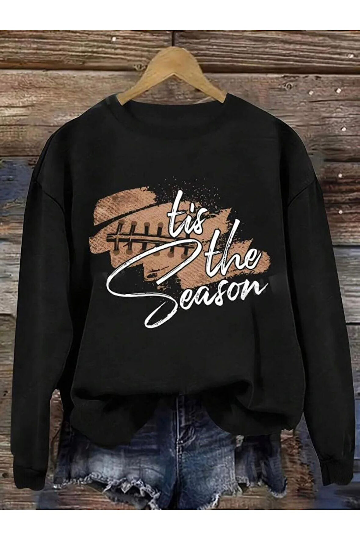 Kelebek Desenli Kapüşonlu Cepli Sweatshirt