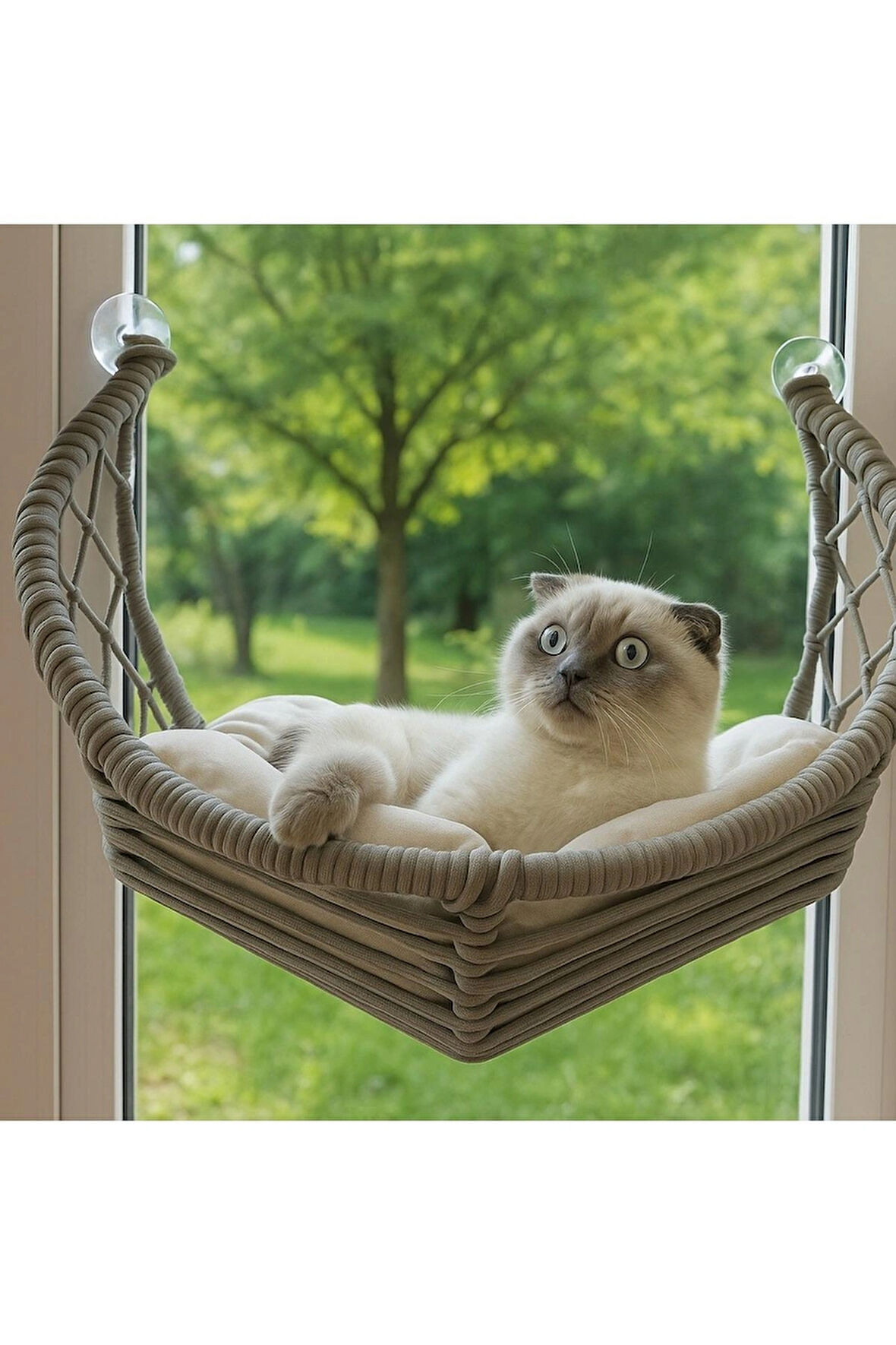 Hilal Kedi Cam Yatağı & Cam Askılı Vantuzlu Kedi Yatağı