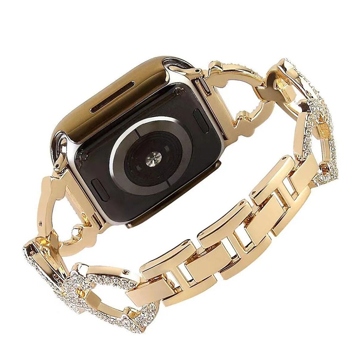 Megafox Apple Watch Seri 2/3/4/5/6/7/8/Se Metal Şık Taşlı Tasarımlı Klipsli Kordon 38-40-41Mm Uyumlu