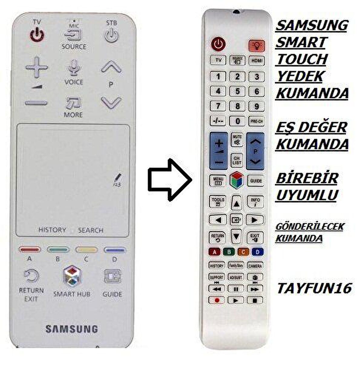 SAMSUNG AKILLI KUMANDA AA59-00775A - AA59-00774A-YEDEK KUMANDA