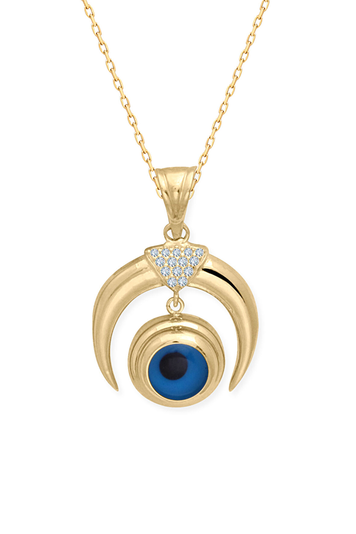 Sarı Altın Ay Model Altın Göz Kolye