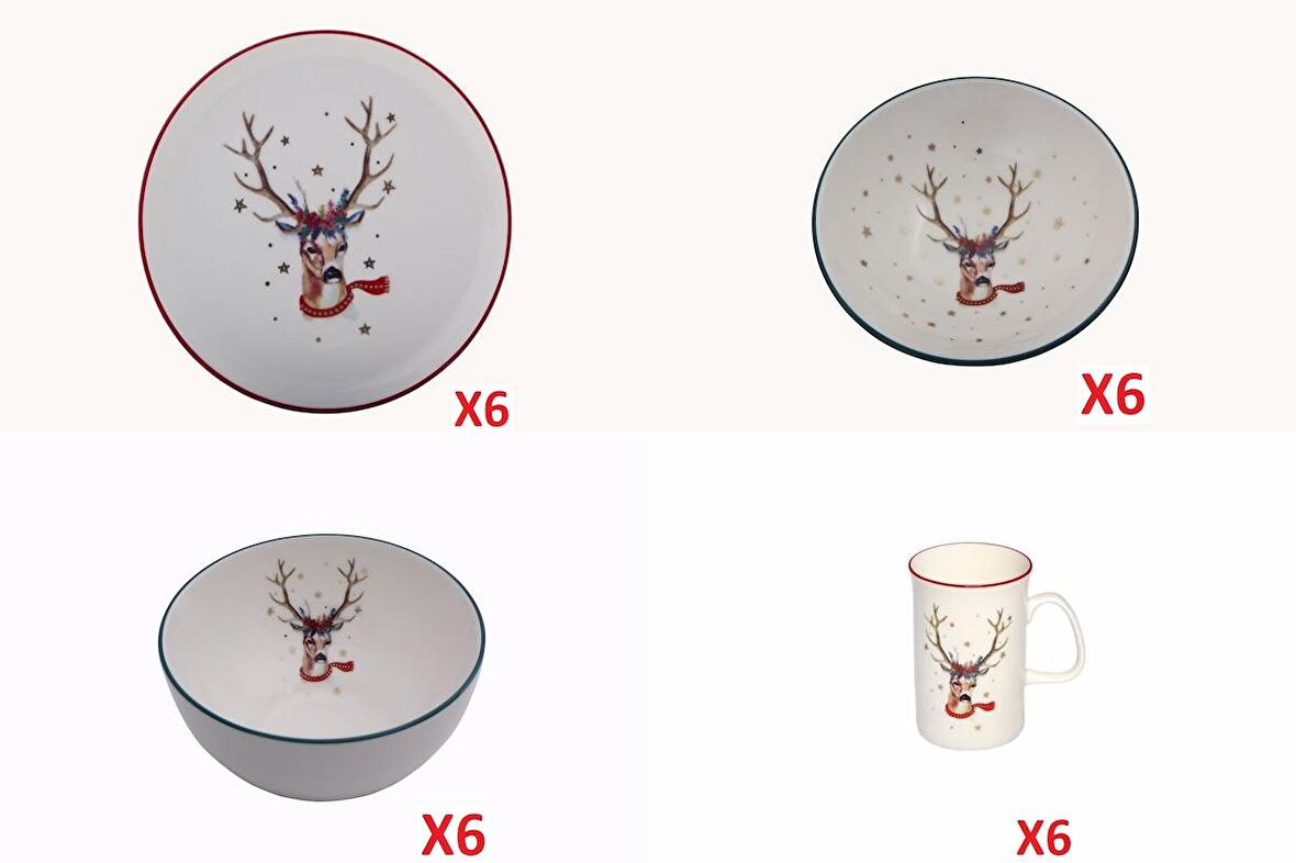 Porland Winter 24 Parça 6 Kişilik Kahvaltı Takımı 