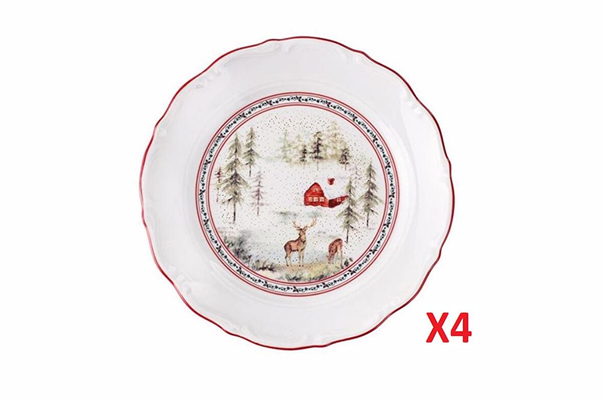 Porland Caribou Düz Tabak 24cm 4'lü 04AP022130