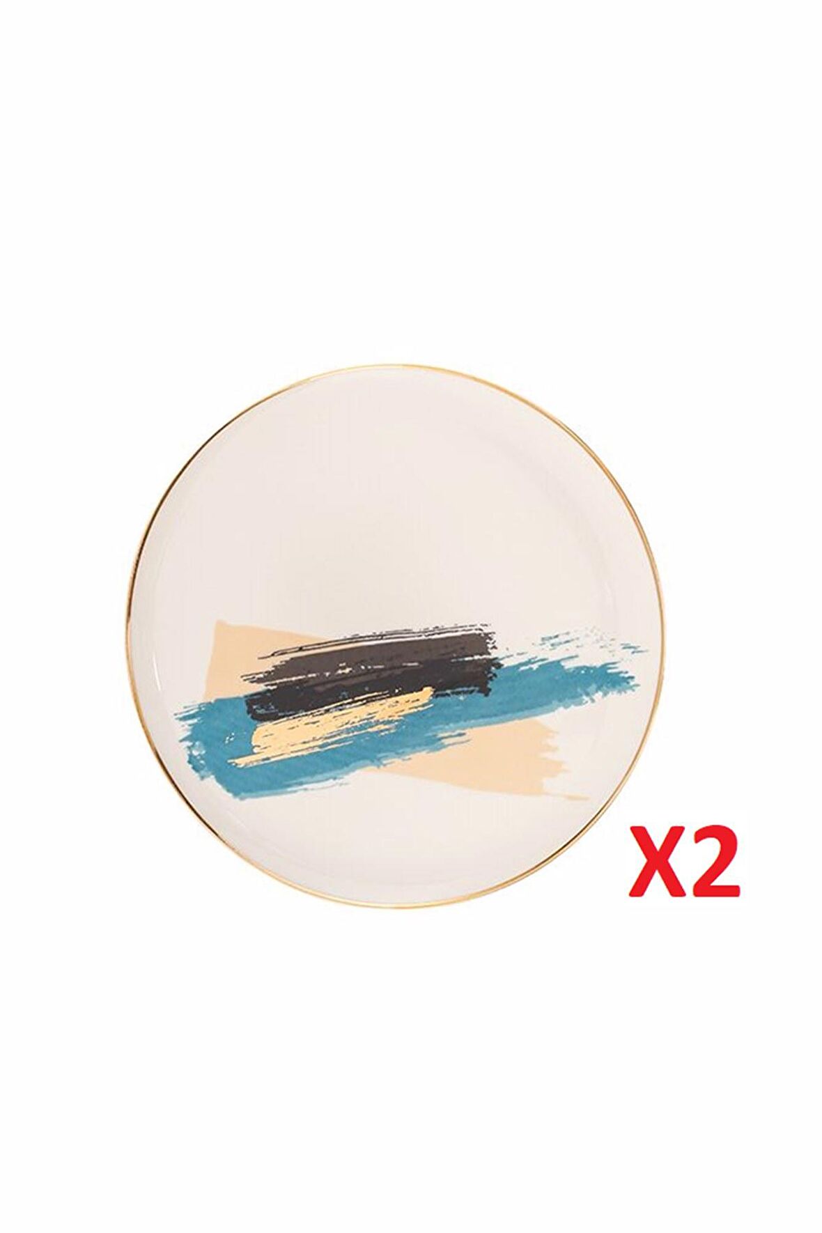 Porland Dash Düz Pasta Tabağı 21cm 2'li 04ALM007904