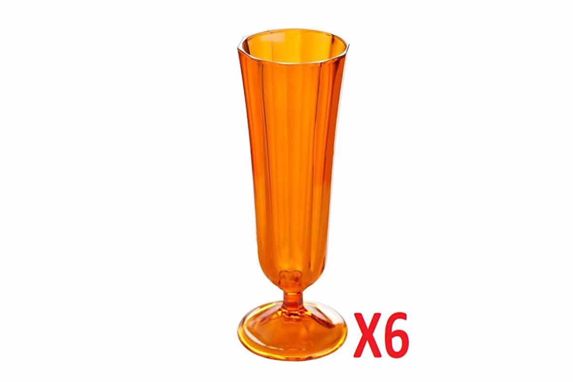 Porland Turuncu Flüt Şampanya Bardağı 130cc 6'lı 04FIA001736