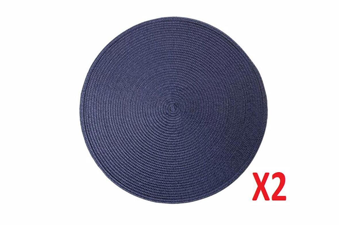 Porland Vista 38 cm Yuvarlak Mavi Silinebilir Örme Amerikan Servis Takımı 2 Kişilik