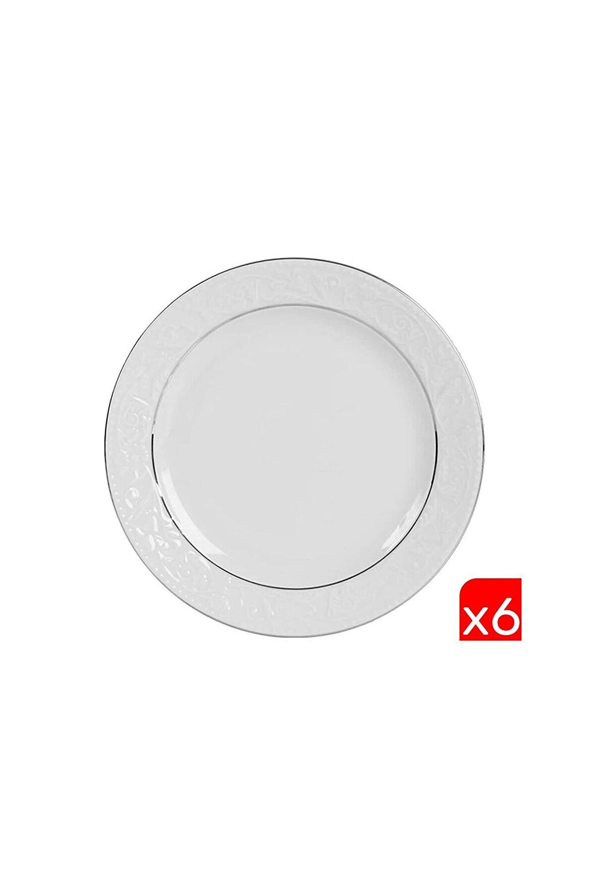 Porland Hazan Platin Yaldız Düz Tabak 25cm 6 lı 04POR031150