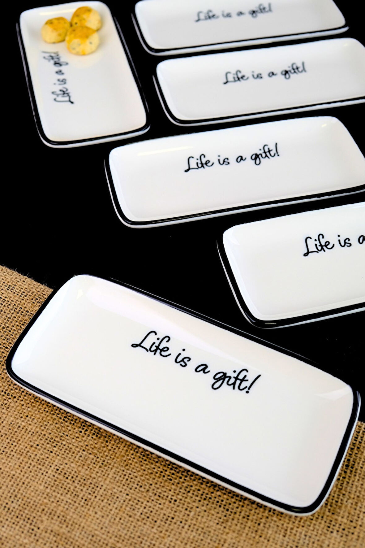 Tabak Evi Motto Gift Kayık Tabak 6 lı 22x22x1cm
