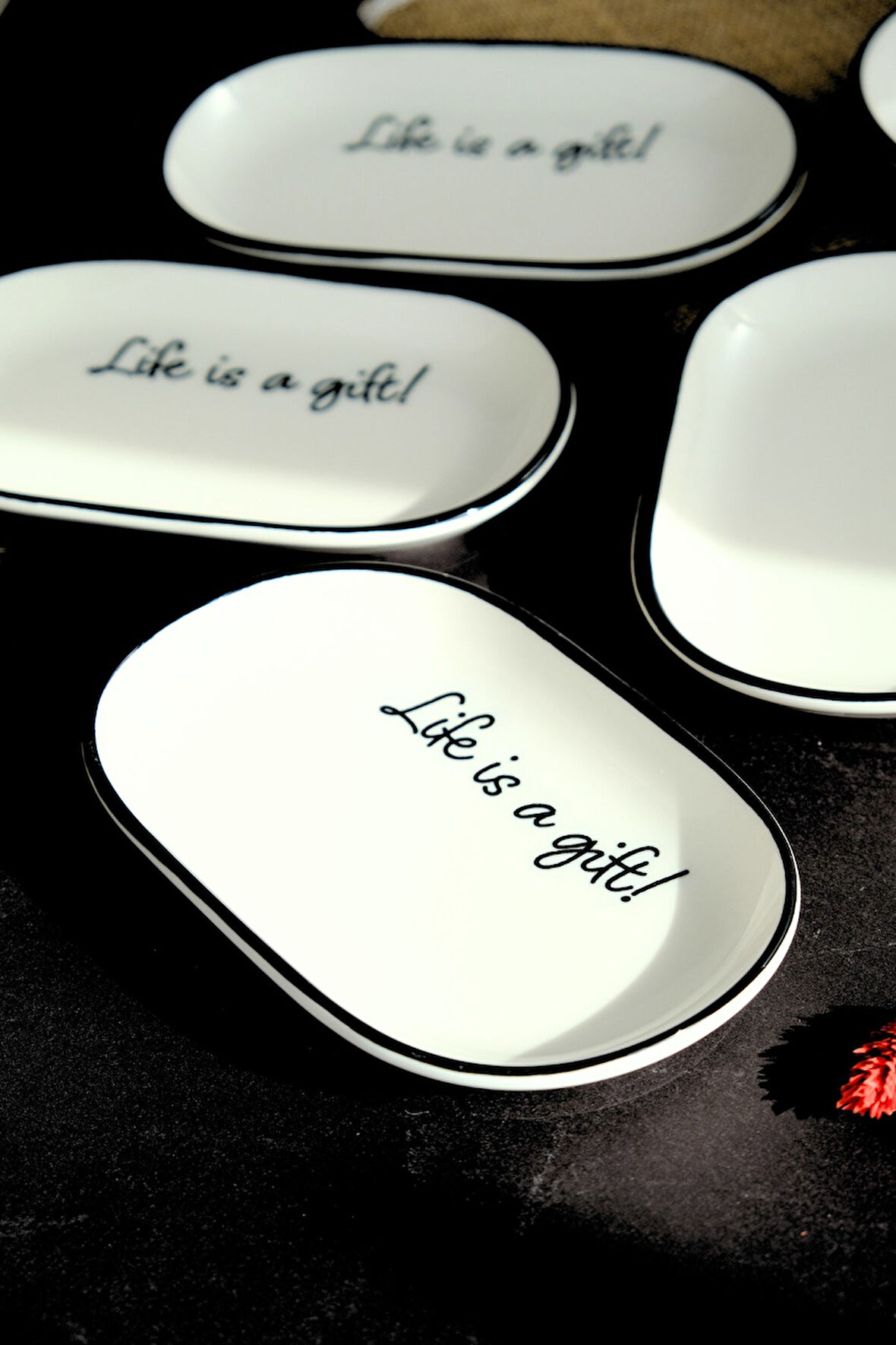 Tabak Evi Motto Gift Kayık Tabak 4 lü 18x11x2cm
