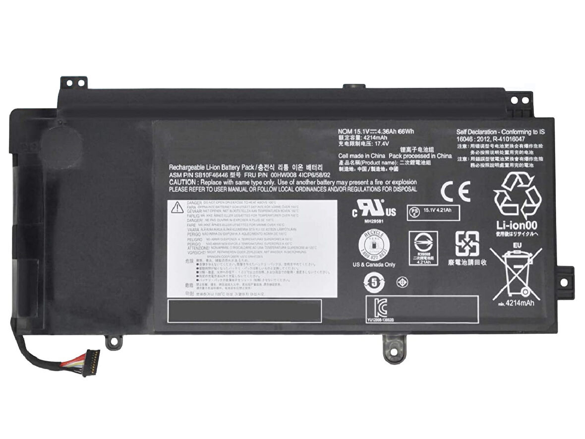 Lenovo ThinkPad Yoga 15 20DR Notebook Bataryası Laptop Pil