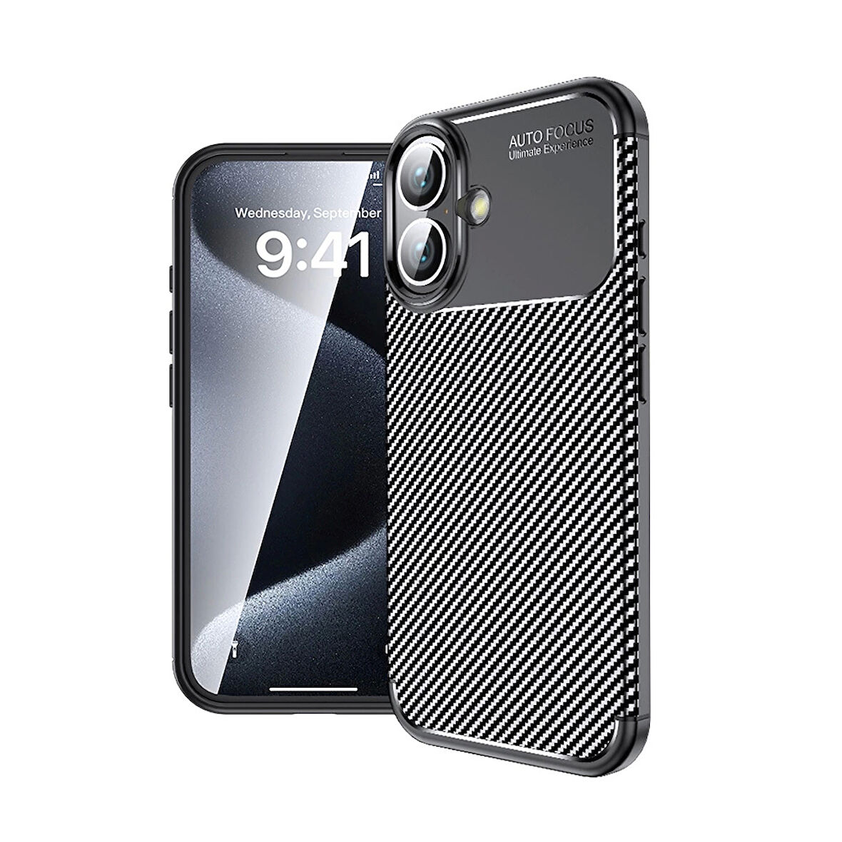 Apple iPhone 16 Plus Uyumlu Kılıf Karbon Tasarımlı Parmak İzi Yapmayan Silikon Kapak