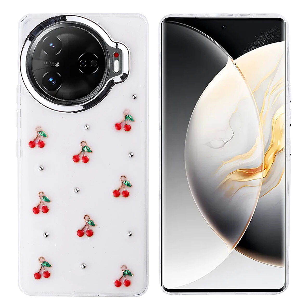 Tecno Camon 30 Pro 5G Uyumlu Kılıf Darbe Koruma Airbag Tasarımlı Simli Şeffaf Kutup Kapak