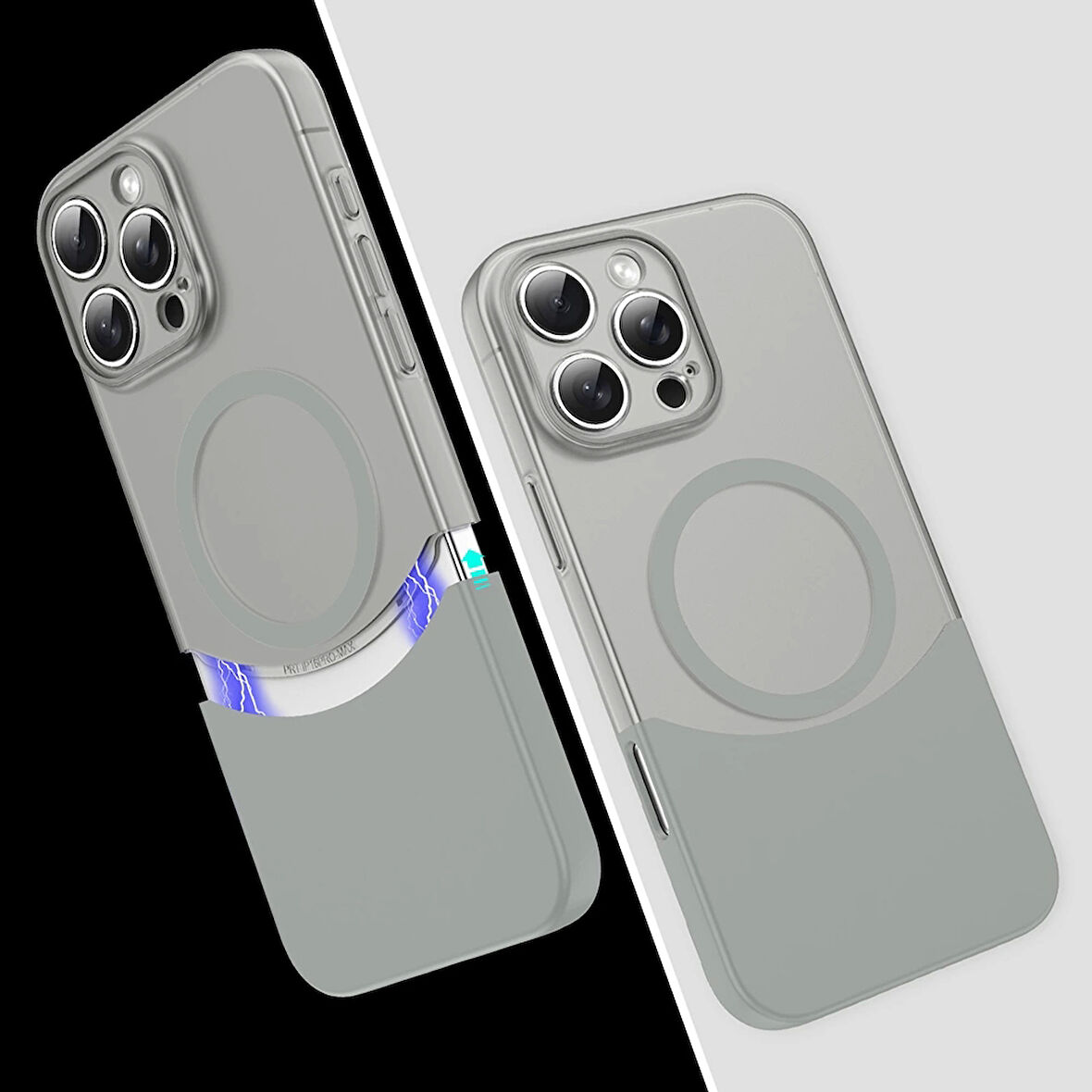 Apple iPhone 16 Pro Uyumlu Kılıf MagSafe Şarj Özellikli Mıknatıslı Zore Double Kapak