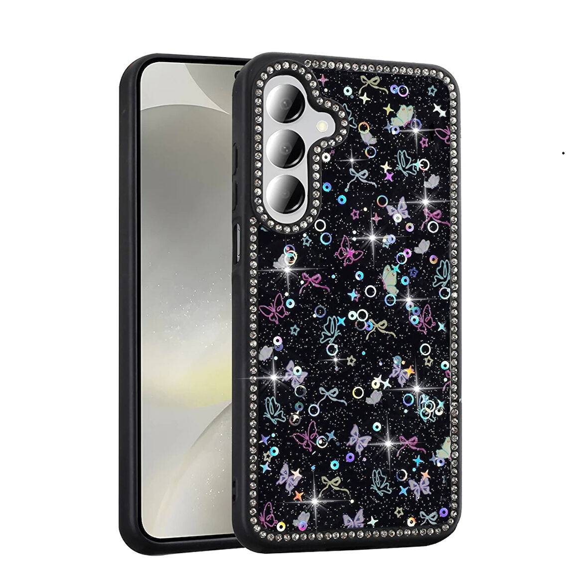 Samsung Galaxy A26 Uyumlu Kılıf Taşlı ve Simli Tasarım Azra Kapak