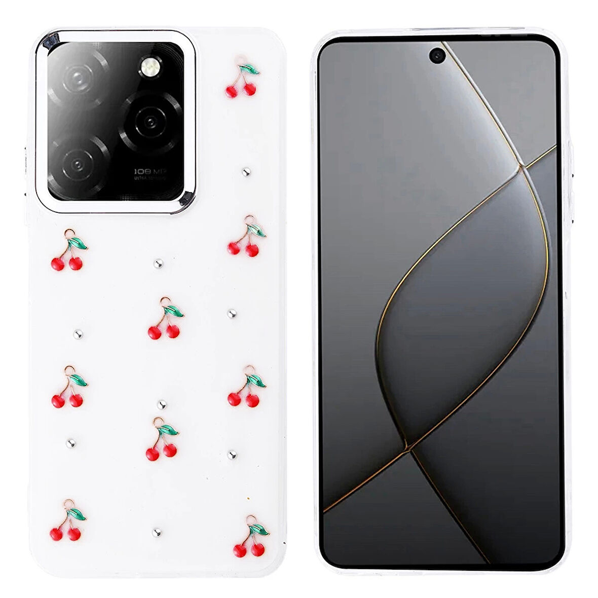 Tecno Spark 20 Pro 5G Uyumlu Kılıf Darbe Koruma Airbag Tasarımlı Simli Şeffaf Kutup Kapak