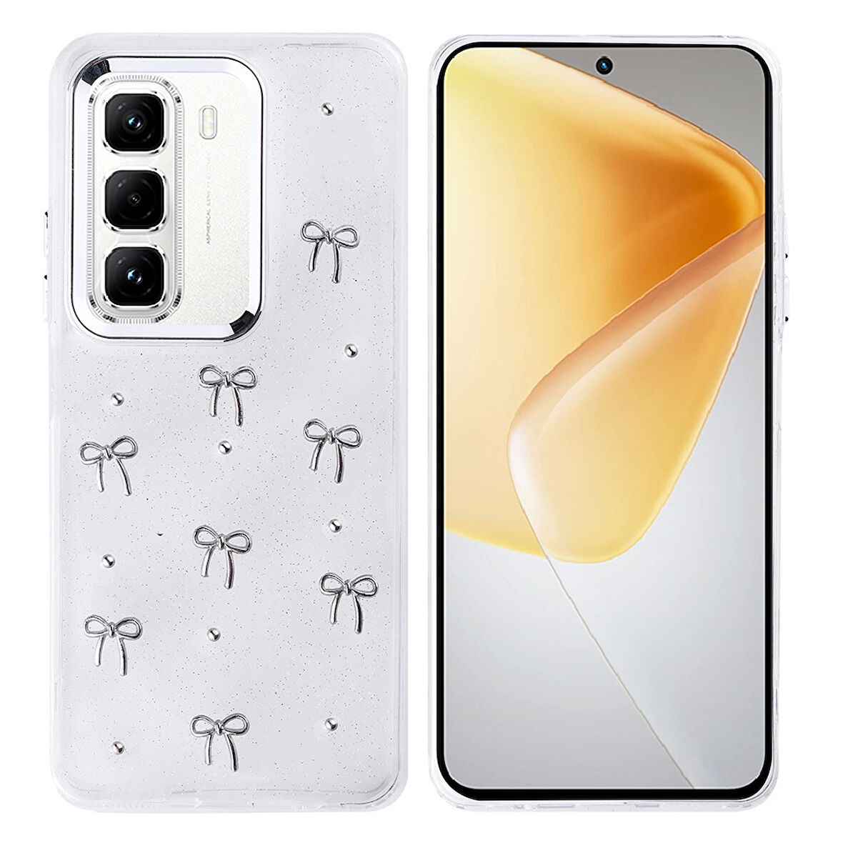 İnfinix Hot 50 Pro 4G Uyumlu Kılıf Airbag Tasarımlı Simli Şeffaf Kutup Kapak