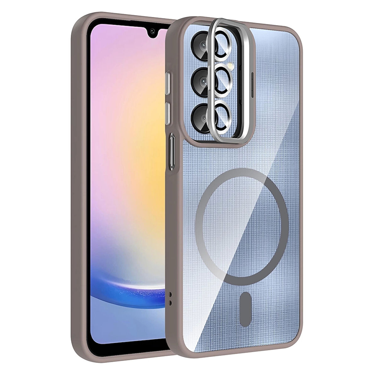 Samsung Galaxy A56 Uyumlu Kılıf Standlı ve Kamera Lens Hediyeli MagSafe Şarj Özellikli Etro Kapak