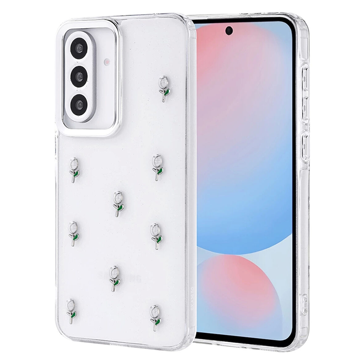 Galaxy A56 Uyumlu Kılıf Airbag Tasarımlı Simli Şeffaf Kutup Kapak
