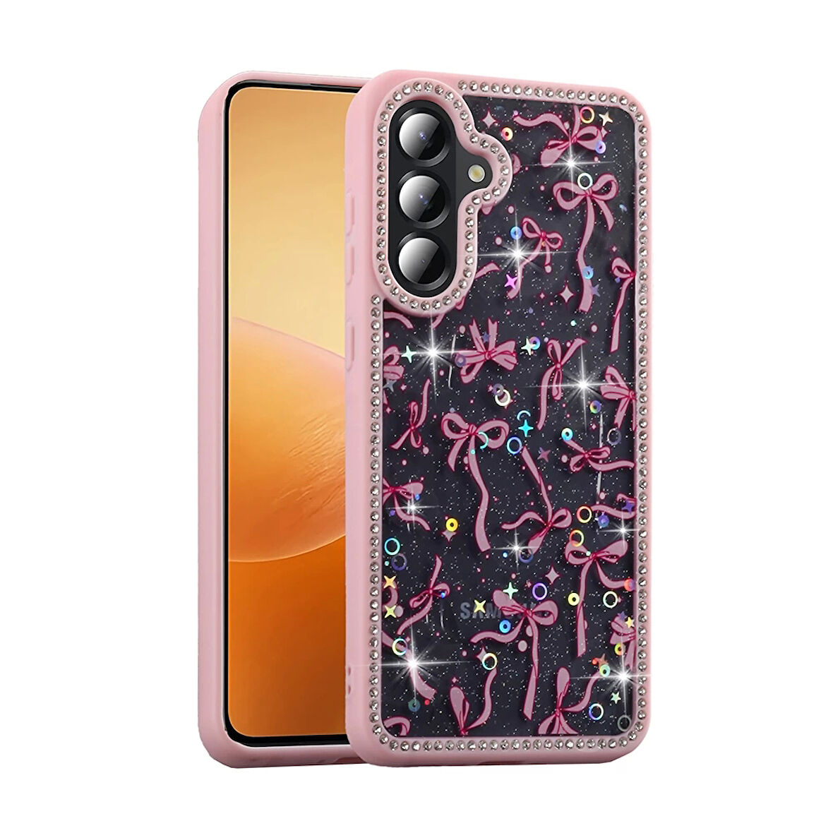 Samsung Galaxy A36 Uyumlu Kılıf Taşlı ve Simli Tasarım Azra Kapak