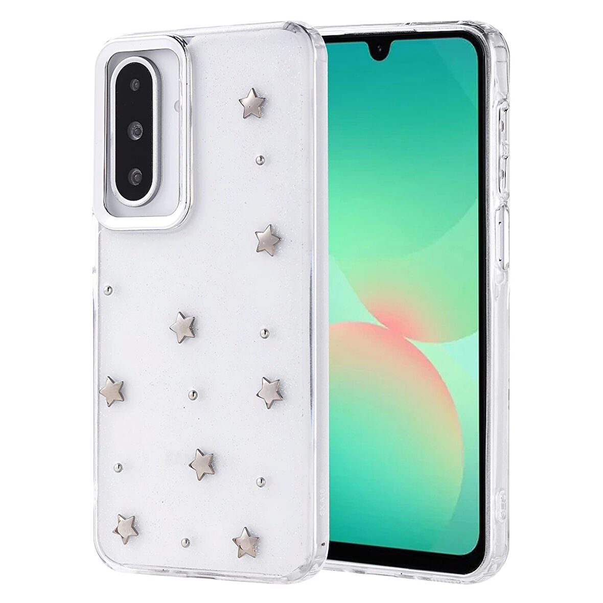 Galaxy A26 Uyumlu Kılıf Airbag Tasarımlı Simli Şeffaf Kutup Kapak