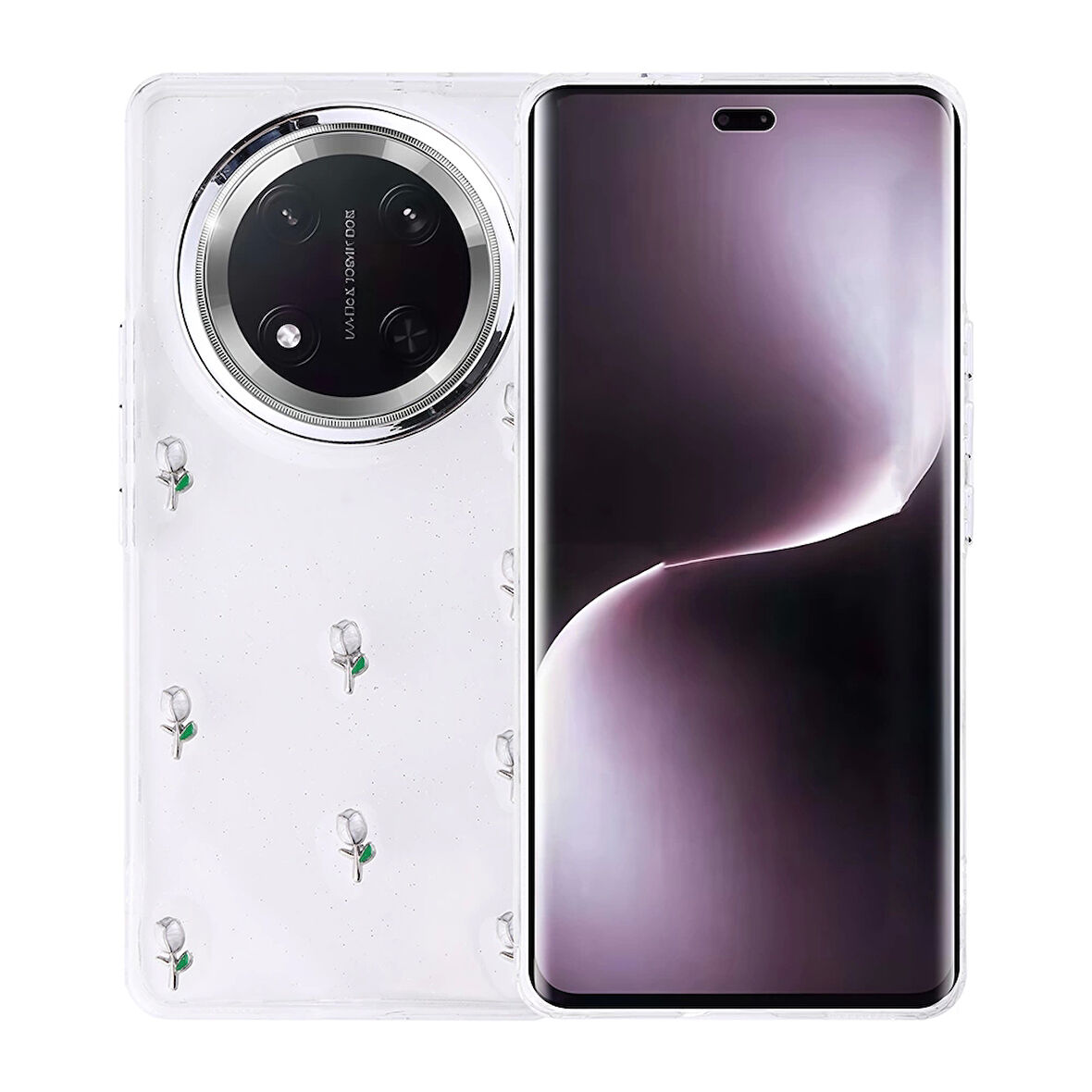 Honor Magic 7 Lite Uyumlu Kılıf Airbag Tasarımlı Simli Şeffaf Kutup Kapak