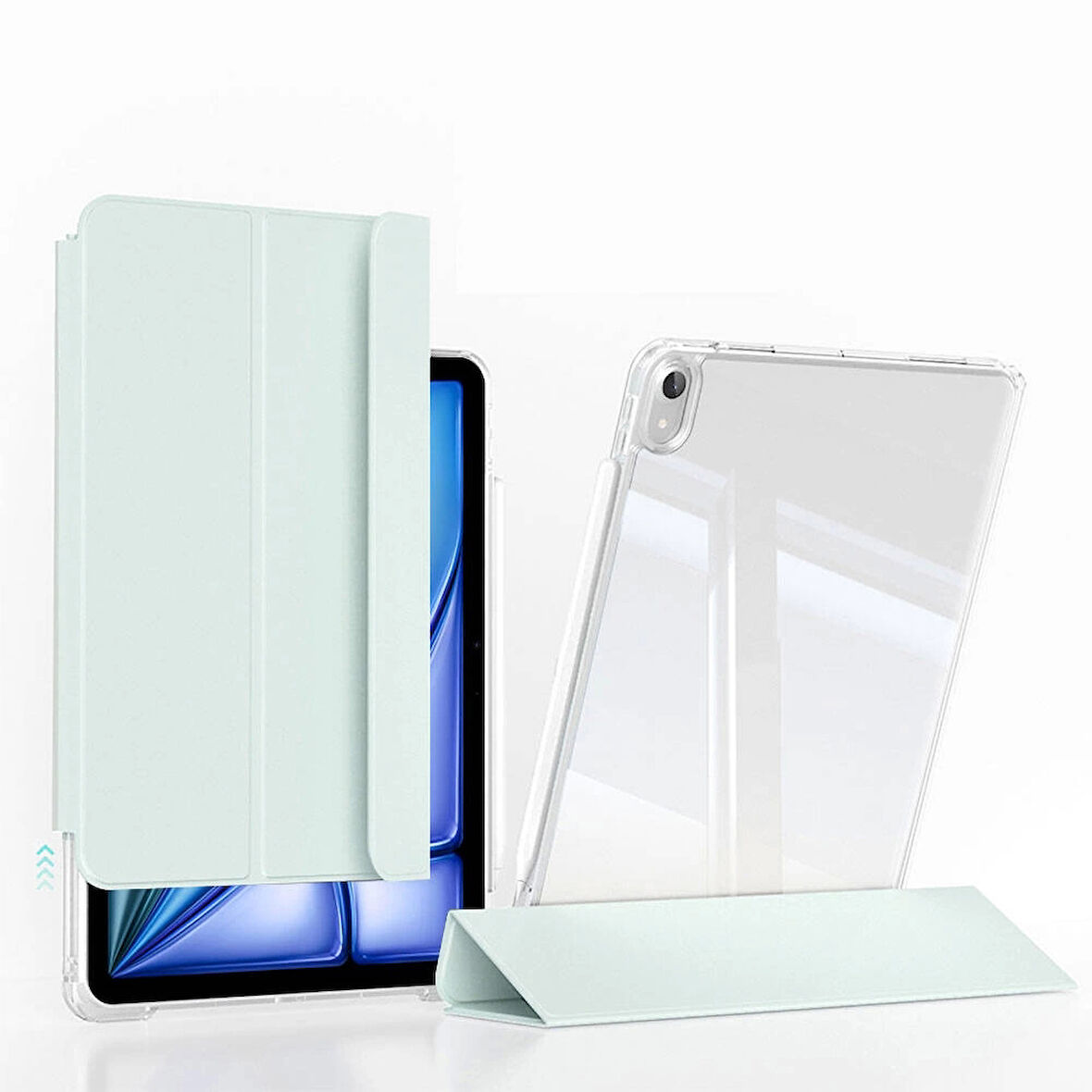 ​​​Apple iPad Air 11 2024 Uyumlu Kılıf Magnetik Ayrılabilen Airbagli Kablosuz Kalem Şarjı-Uyku Modu Sliding Tablet Kılıfı​Apple iPad Air 13 2024 Kılıf Magnetik Ayrılabilen Airbagli Zore Sliding Tablet Kılıfı