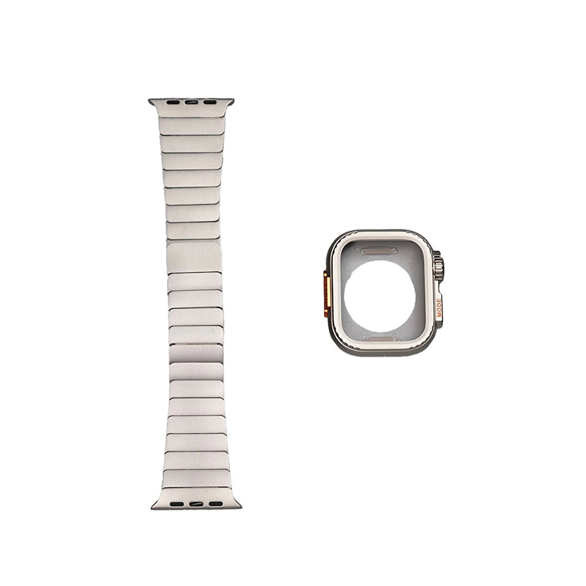 Apple Watch Ultra 49mm Uyumlu KRD-126 Sert Kasa Koruyuculu Metal Kordon