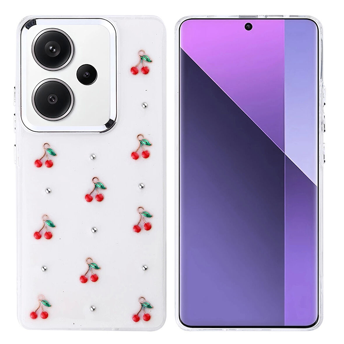 Xiaomi Redmi Note 13 Pro Plus 5G Uyumlu Kılıf Darbe Koruma Airbag Tasarımlı Simli Şeffaf Kutup Kapak