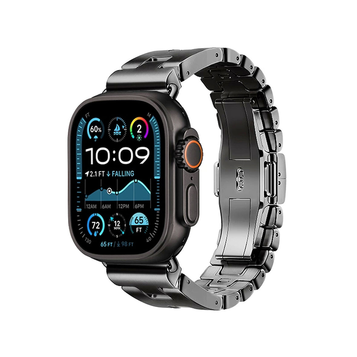 Apple Watch Ultra 49mm Uyumlu KRD-125 Metal Kordon Strap Kayış